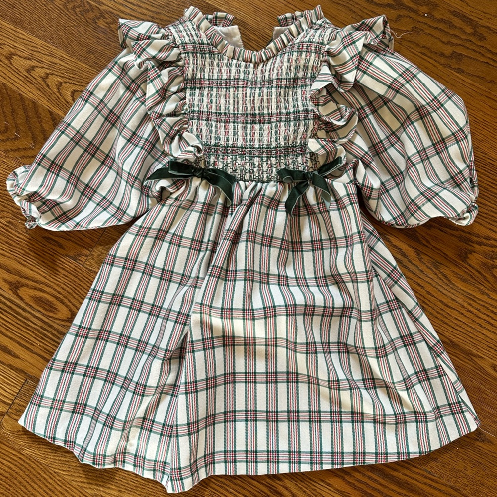 Girls Bonnie Jean Smocked Christmas Dress